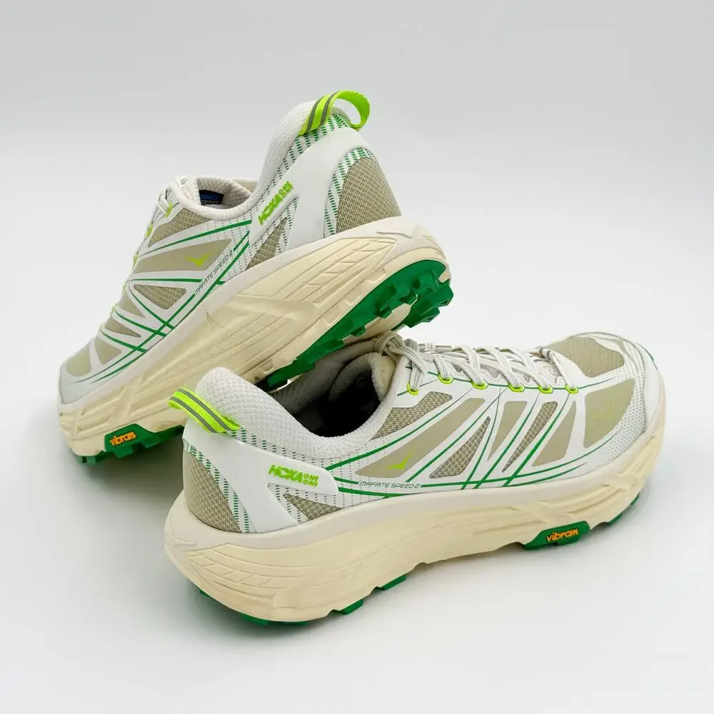 HOKA Mafate Speed 2 White Fresh Cut Grass Trail Running Shoes M13 W14 Vibram